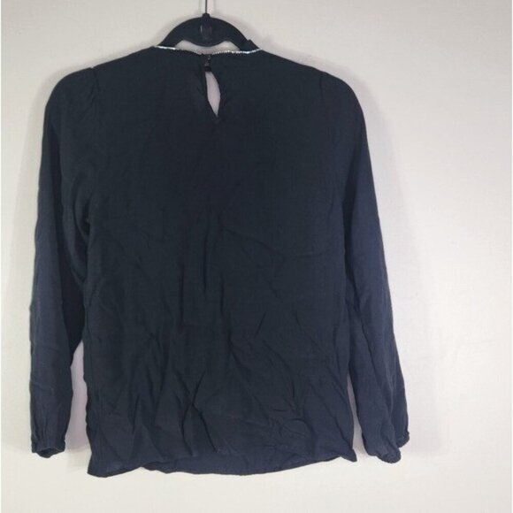 J. Crew Long Sleeve Viscose Jeweled bow top size XS - Picture 4 of 8